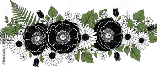 The Patishreeveda features a vibrant floral arrangement that combines various elements to create an attractive composition.