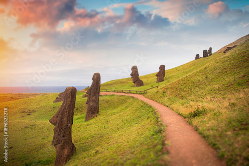 Photography Easter Island statues. Chile