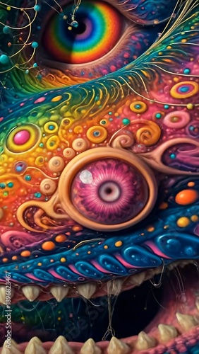 Wallpaper Mural Vibrant colorful monster face close-up illustration. Torontodigital.ca