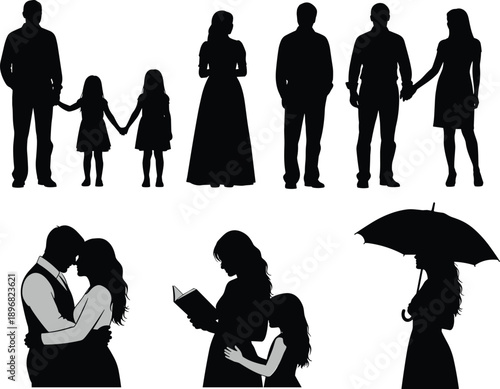 Silhouette family, couple, romance, parenting, nurturing, solitude, people interaction, love, relationship, lifestyle, togetherness, bonding, support, unity, care, affection, companionship