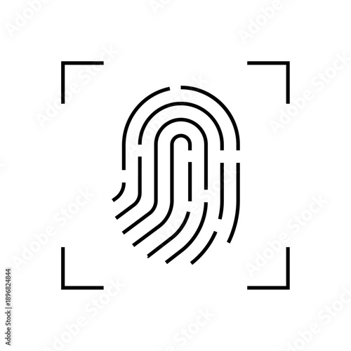 Fingerprint Biometric Scan Line Icon – Identity Verification and Security Vector
