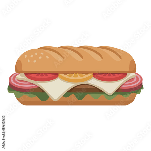 Flavorful Sub Sandwich Illustration for Delightful Culinary Design Concepts