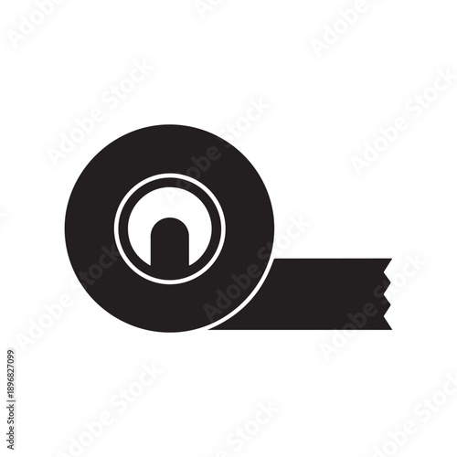 Adhesive tape roll glyph icon. Silhouette symbol. Insulating construction and electrical tape. Negative space