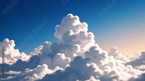 Wallpaper Mural A picturesque view of fluffy white clouds filling the sky under a bright blue gradient sky Torontodigital.ca