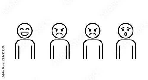 Four Simple Icons Representing Different Human Emotions.