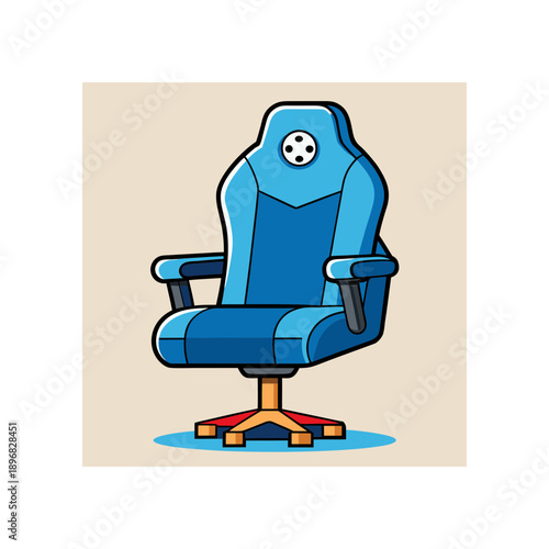 Illustration of a blue gaming style chair on transparent background