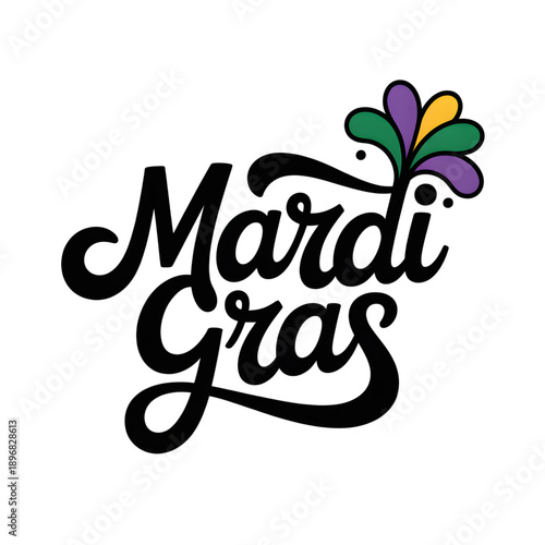 Vibrant Mardi Gras celebration with colorful festive text