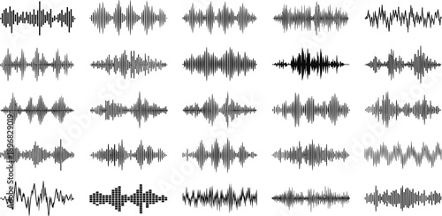 Collection of diverse sound wave patterns displayed in a grid layout