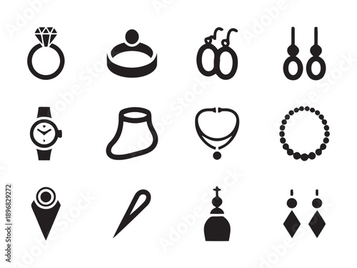 Collection of elegant jewelry items including rings, earrings, necklaces, bracelets, and watches for personal adornment and fashion