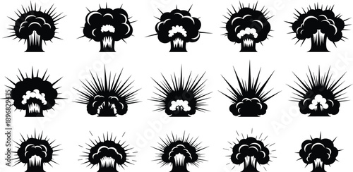 Collection of various facial expressions with different hairstyles illustrated in black and white