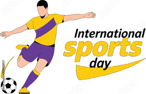 International Sports Day Football Action Illustration  Professional Soccer Player Dynamic Kick