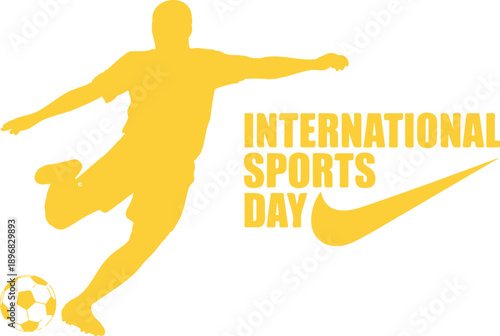International Sports Day Football Action Illustration  Professional Soccer Player Dynamic Kick