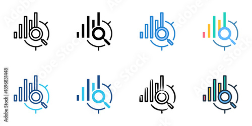 Data Analytics icons set multiple style collection. Editable stroke 
