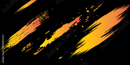 Abstract red, black and yellow background with grunge brush strokes.