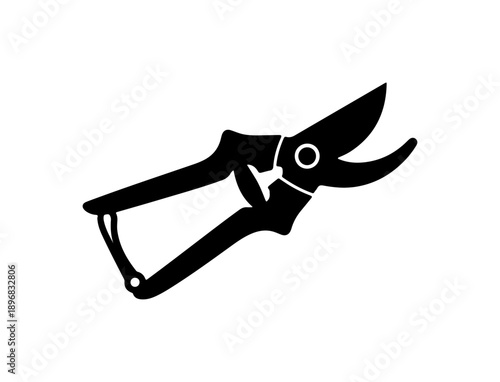Modern Black Hand Pruner Vector Silhouette Icon