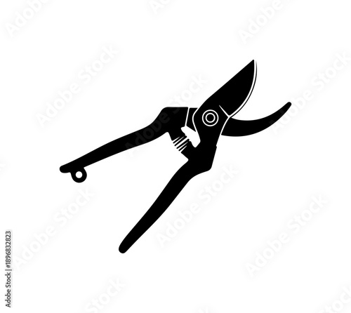 Minimalist Black Hand Pruner Vector Silhouette