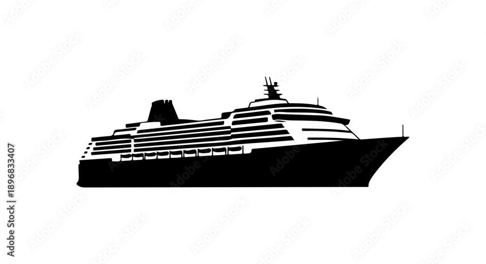 Fototapeta premium Modern Cruise Ship Silhouette Vector Illustration