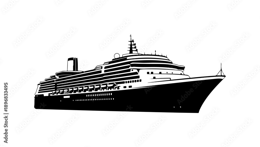 Fototapeta premium Modern Cruise Ship Vector Silhouette Illustration
