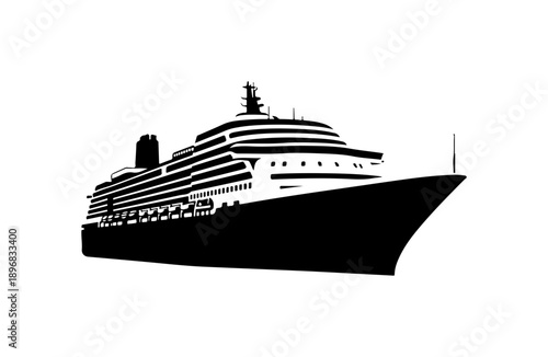 Modern Cruise Ship Silhouette Vector Illustration