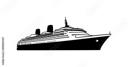 Modern Cruise Ship Silhouette Vector Illustration