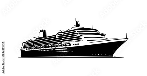 Modern Cruise Ship Vector Silhouette Illustration