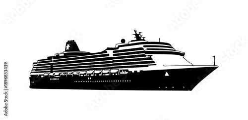 Modern Cruise Ship Silhouette Vector Artwork