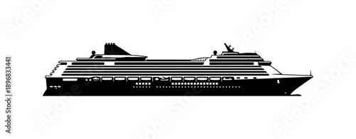 Modern Luxury Cruise Ship Silhouette Vector Illustration