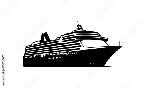 Modern Cruise Ship Silhouette Vector Illustration