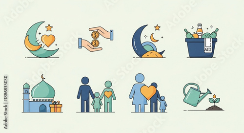 Collection of Islamic cultural and family icons.