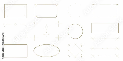Collection of elegant gold frames shapes and decorative elements