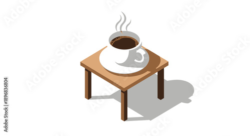 White Coffee Cup on Wooden Table.