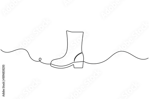 Boot continuous line art drawing of a minimal fashion footwear icon for modern design