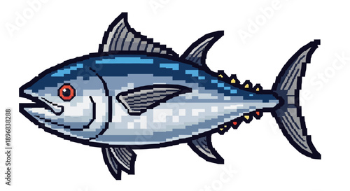 Bluefin Tuna Fish Illustration Side View.