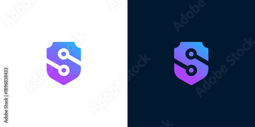 Modern gradient S letter shield logo design, symbolizing digital security, technological protection, and robust data integrity for innovative businesses