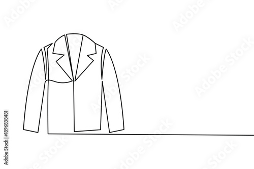 Jacket continuous one line art drawing of a minimal fashion outer garment clothing icon