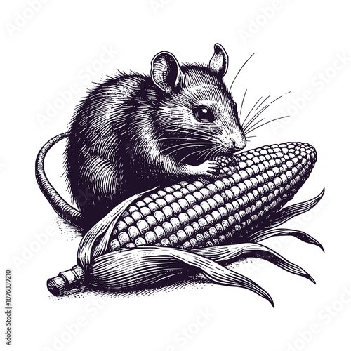 mouse eat corn in the fields