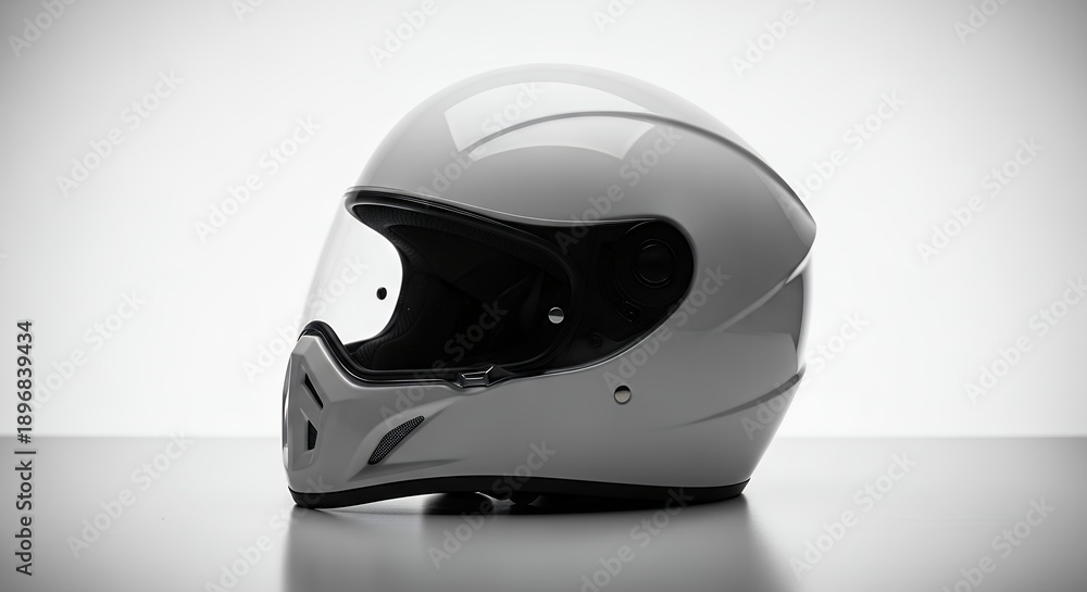 Fototapeta premium Sleek White Motorcycle Helmet on a Clean Background.
