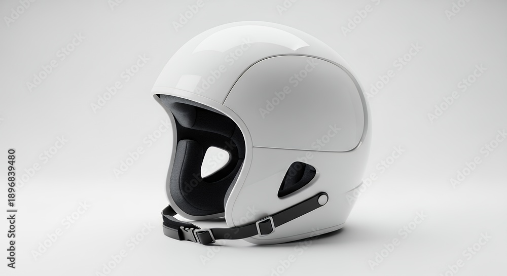 Fototapeta premium Sleek White Motorcycle Helmet on a Clean Background.
