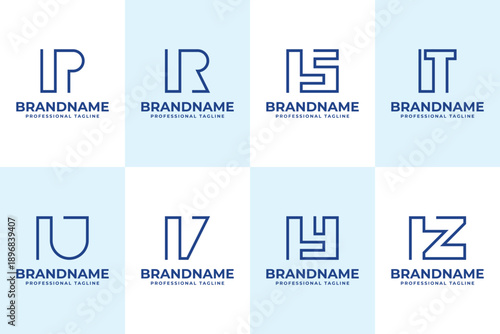 Letters IP IR IS IT IU IV IY IZ Monogram Logo, for PI RI SI TI UI VI YI ZI Initials