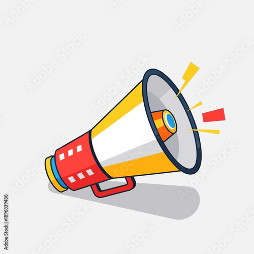 Colorful Megaphone Illustration with Loudspeaker.