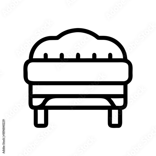 Outline drawing of a simple ottoman seat on transparent background silhouette