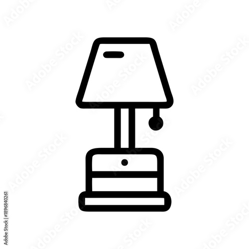Outline drawing of a bedside table lamp on transparent background silhouette