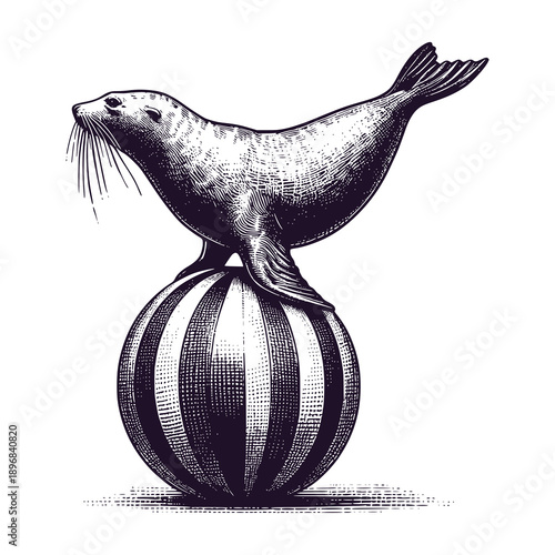circus sea lion rides ball