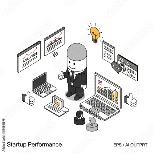 Startup Performance Business Analytics and Technology Concept.