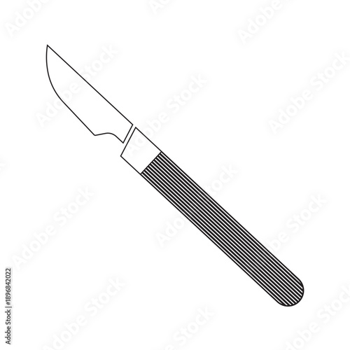 a medical scalpel icon, a small and extremely sharp bladed instrument used for surgery and anatomical dissection