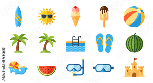 Collection of Summer Vacation Icons and Symbols.