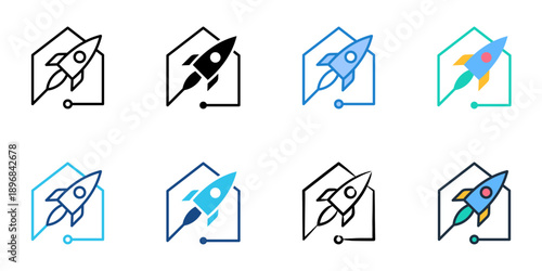 Startup Bootcamp icons set multiple style collection. Editable stroke 
