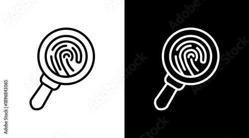 Fingerprint White Icon Set Vector 