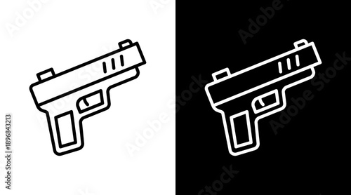 Gun White Icon Set Vector 