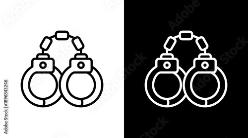 Handcuff White Icon Set Vector 